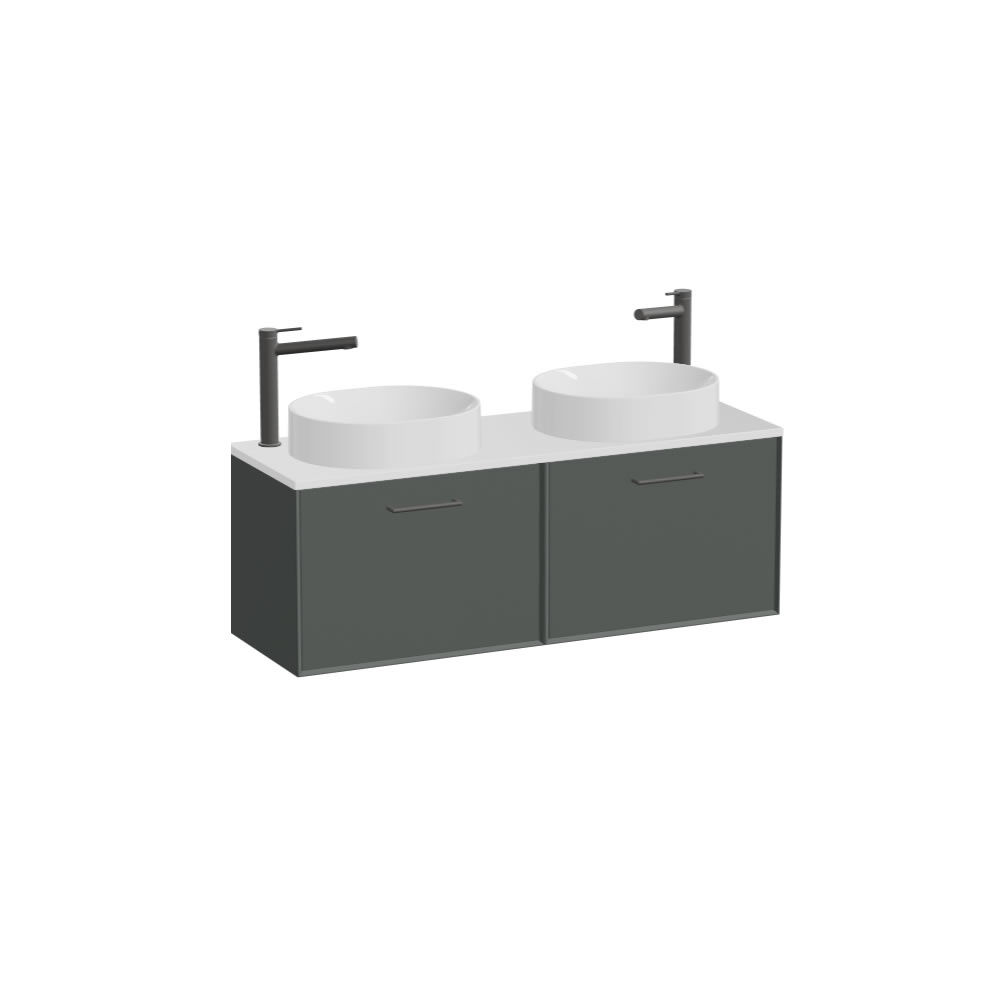 Vado Safari Smooth 1200mm Charcoal Grey Wall Hung Vanity Unit & Gloss White Worktop